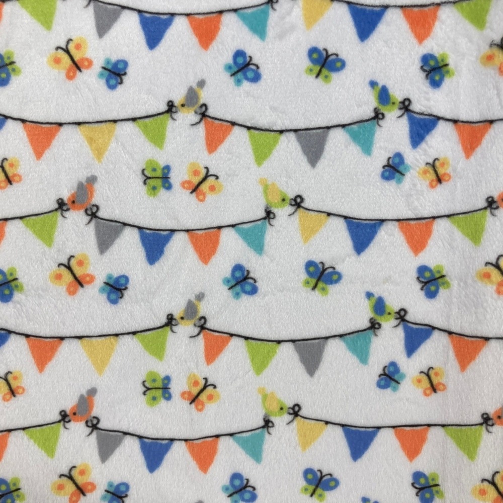Michael Miller Pennant Party Fabric 1 Yd x 59 in White Butterfly Minky Cuddle